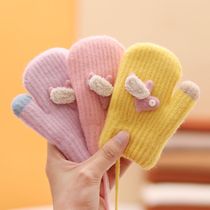 One year old 2-year-old baby gloves Children hanging neck Winter warm pack refers to infant male and female cute gargantuan thickened