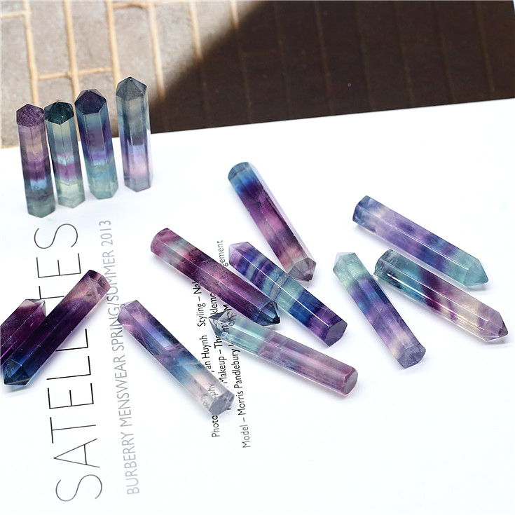 Natural Export Order Ultra Beauty Single Tip Rainbow Firefly SIX PRISM ORNAMENT ORIGINAL STONE CRYSTAL COLUMN MINERAL CRYSTAL SPECIMEN-TAOBAO