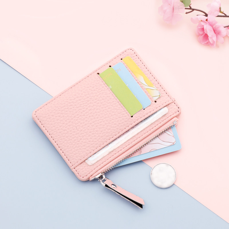 Card bag female la chain compact multi-card slot women's card bag Korea coin wallet ultra-thin wallet can put driver's license thin