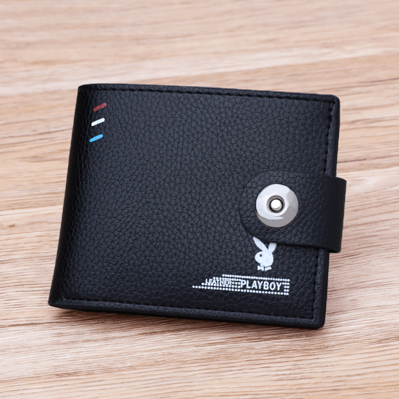 Men's wallet Men's short wallet with zipper Student wallet can put driver's license Multi-function wallet Ultra-thin folding soft leather