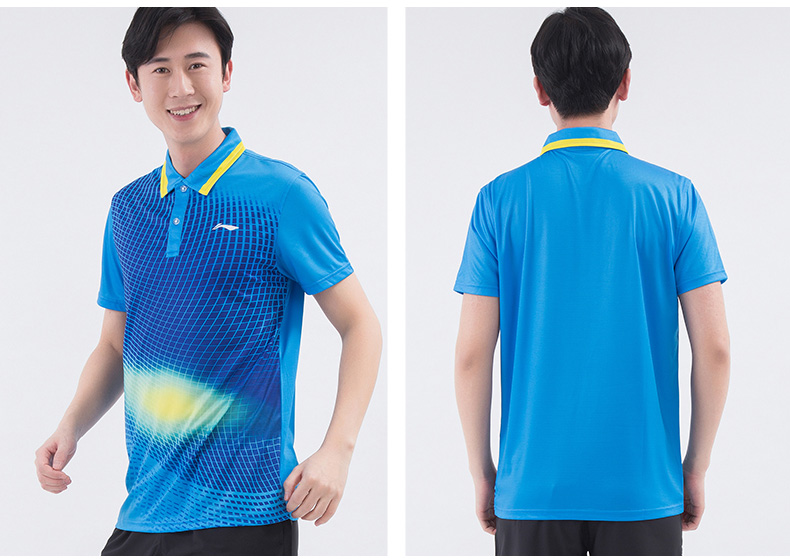 Li Ning ngắn tay áo polo 2018 mùa hè mới ánh sáng và thoáng khí mồ hôi thấm nam giới và phụ nữ với cùng một đoạn ve áo thể thao t-shirt nam polo nữ