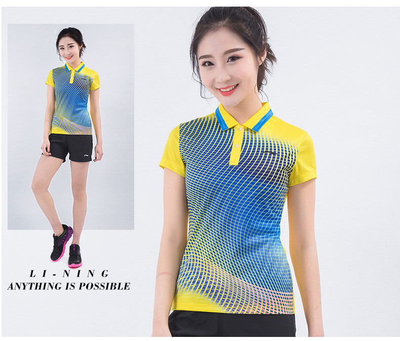 Li Ning ngắn tay áo polo 2018 mùa hè mới ánh sáng và thoáng khí mồ hôi thấm nam giới và phụ nữ với cùng một đoạn ve áo thể thao t-shirt nam polo nữ