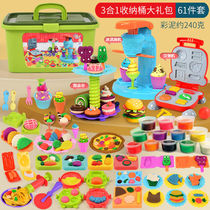 Extra large box of colored mud ice cream plasticine burger storage bucket childrens day gift girl handmade diy gift box