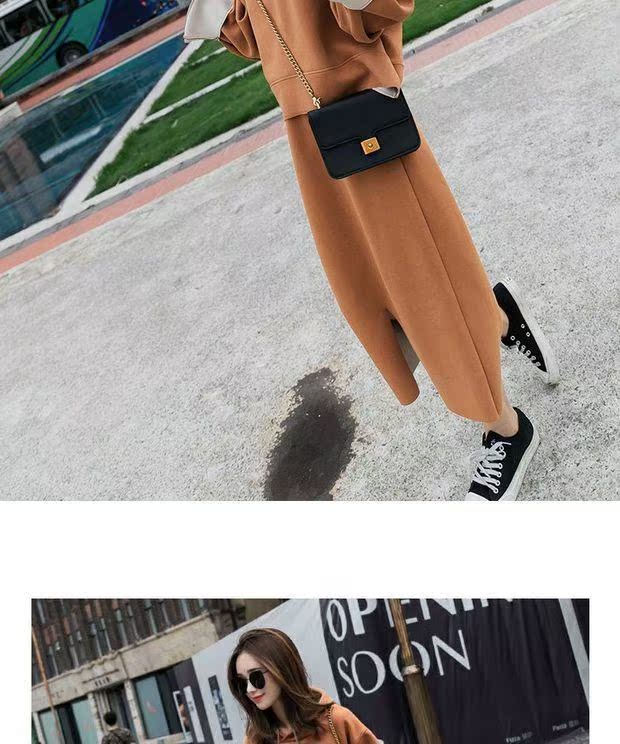 Fat MM mùa thu đông mới thời trang Hàn Quốc kích thước lớn rộng dày dày giản dị phù hợp với sinh viên váy hai dây nữ áo sweater nữ
