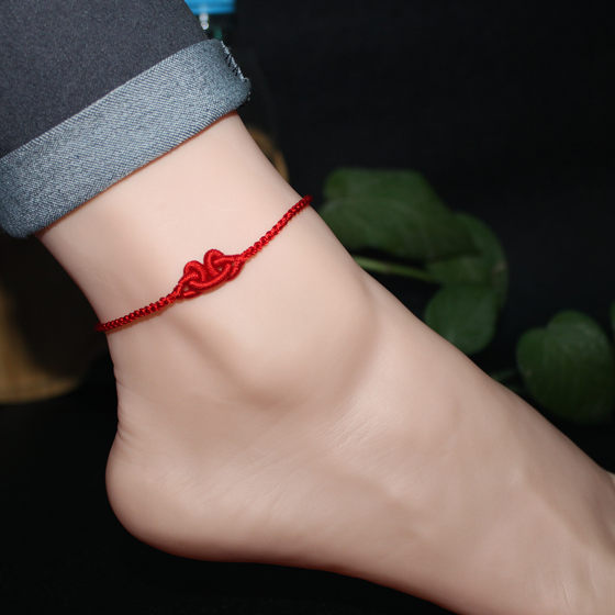 2024 Year of the Dragon Red Rope Anklet Fine Style Handwoven Bracelet Hand Rope Ankle Rope Men and Women Couple Best Friend Simple