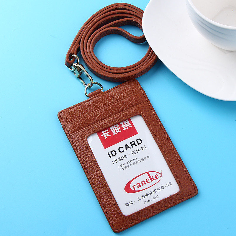 Carnegie Leather Card Sets ID Card Sets Badges Work Cards Sets Lanyards Chest Clip Top Cowhide Lanyard Sleeves