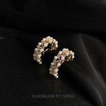 Focus on earless ear hole ~ ear clip Pearl advanced earrings French ear clip female mosquito coil pearl earrings