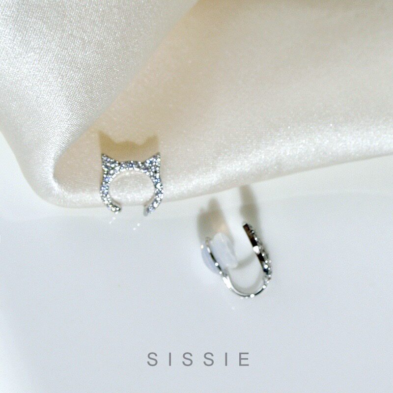 Cute cat ear needle ~ silicone cushion ear hole female temperament simple earrings