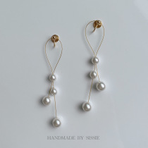 Pearl tassel ear clip female earless long face small temperament pendant fairy air invisible painless mosquito coil