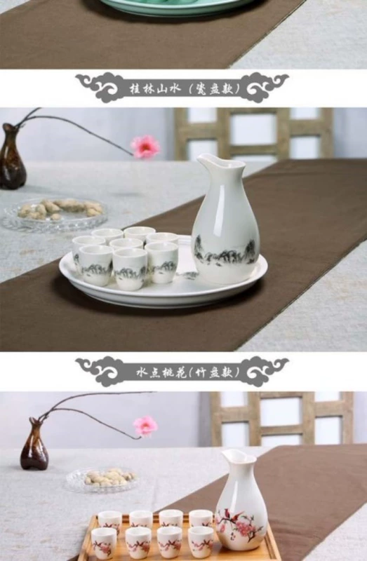 Bộ rượu bằng gốm mạ, bình hông, tách rượu, ly rượu trắng, ly rượu, hầm rượu nhỏ, rượu sake