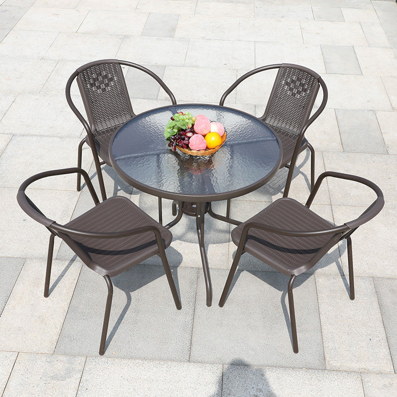 Outdoor Table And Chairs Umbrella Courtyard Casual Balcony Iron Art Coffee Milk Tea Shop Table And Chairs Combine three-five pieces of outdoor table and chairs