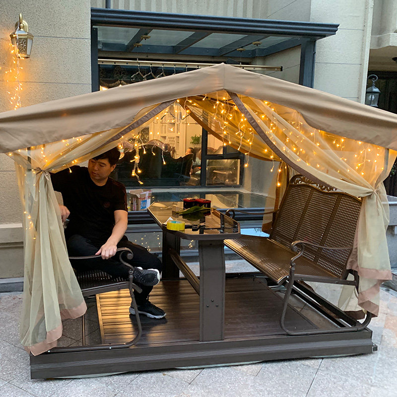 Outdoor swing power four-person rocking chair courtyard garden terrace cradle chair balcony leisure outdoor swing hanging chair