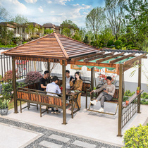 Outdoor Pavilion courtyard garden villa carbonized wood grape frame pavilion Pavilion outdoor leisure riding Pavilion