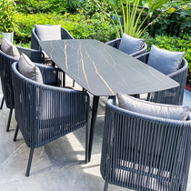 Nordic outdoor tables and chairs sun room courtyard garden villa outdoor leisure European style rattan outdoor table and chair