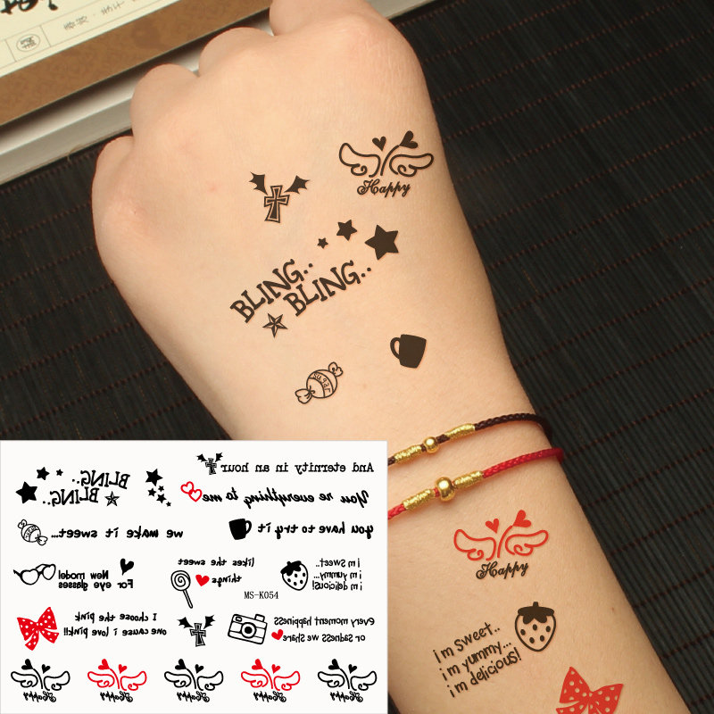 Small fresh mini finger arm face chest foot angel love star letter English tattoo sticker waterproof K054
