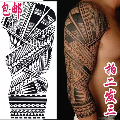 European and American domineering arm flower arm full arm can be split geometric lines big totem tattoo body sticker waterproof and durable CX010