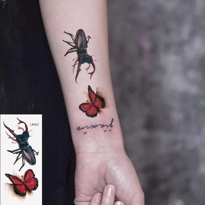 3D stereo arm wrist tattooed with insect unicorn tattooed with butterfly tattoo patch waterproof male and female LW082