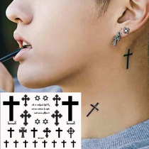 Little fresher Christ lovers English letters Six Mans Star right The same Cross Tattoo Sticker waterproof K021