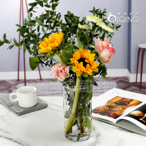 Special large number floor vase glass transparent pendulum piece water raising rich and expensive bamboo water bamboo rose lily flower arrangement living room for home