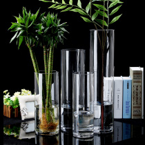Special size vase glass transparent high 50 cm 60 flower arrangement rich and expensive bamboo lily cylindrical straight cylinder floor 100 hitch