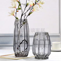 Handcrafted Geometric Vertical Edges Glass Vases Transparent Creative Colorful Tabletop Water Raising European-style Flowers Dried Flowers Rich and Bamboo