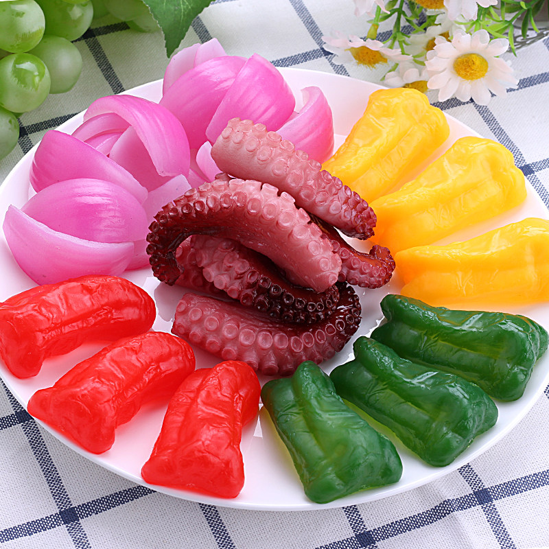 High simulation onion slices squid pepper bell pepper block model hot pot material side dish model children play house toys