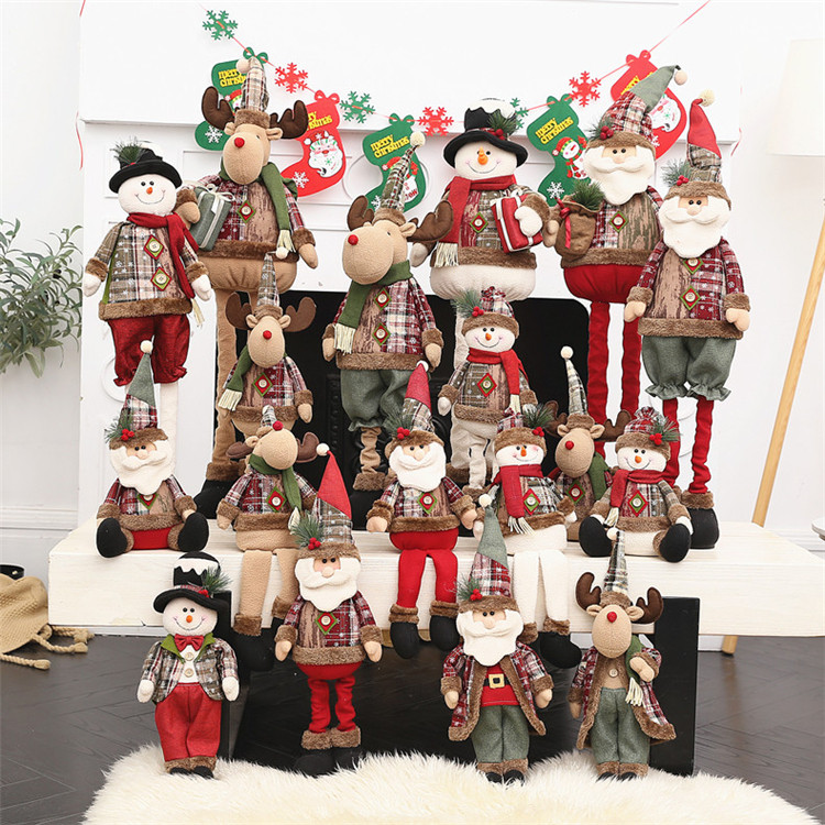 Telescopic Santa Claus Snowman Elk Doll Doll Window Decoration Small Gift Christmas Scene Decoration Arrangement