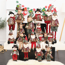 Telescopic Santa Claus snowman Elk Paparazzi Doll Shop Window Swing Piece Small Gift Christmas Scene Decorative Arrangement