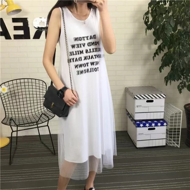 Mùa xuân và mùa hè phụ nữ ăn mặc modal váy đáy lớn đu quay Phiên bản Hàn Quốc của gạc tự canh áo dài váy hoang dã và béo - Váy dài