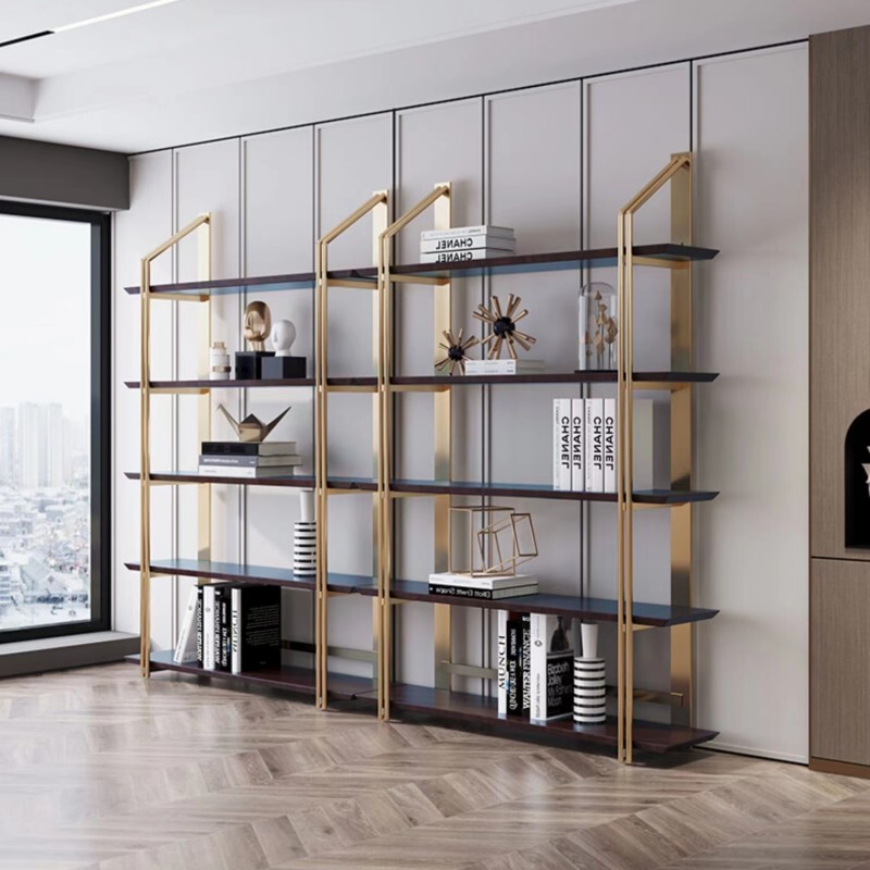 Modern Light Luxury Bookshelf Storage Rack Floor-Standing Office Living Room Design Creative Stainless Steel Bookshelf Partition Display Rack Modern Light Luxury Bookshelf Storage Rack Floor-Standing Office Living Room Design Creative Stainless Steel Bookshelf Partition Display Rack