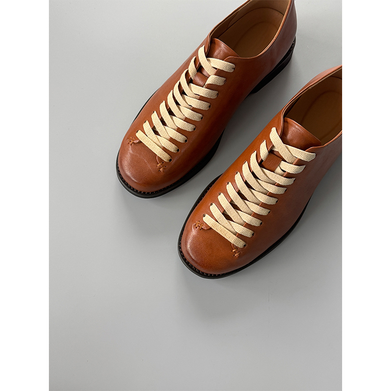 Casual Bowling Shoes, Formal Business Shoes, Amekaji Men's Shoes, Commuting Leather Shoes, Men's Low-Top Thick-Soled Height-Increasing Derby Shoes