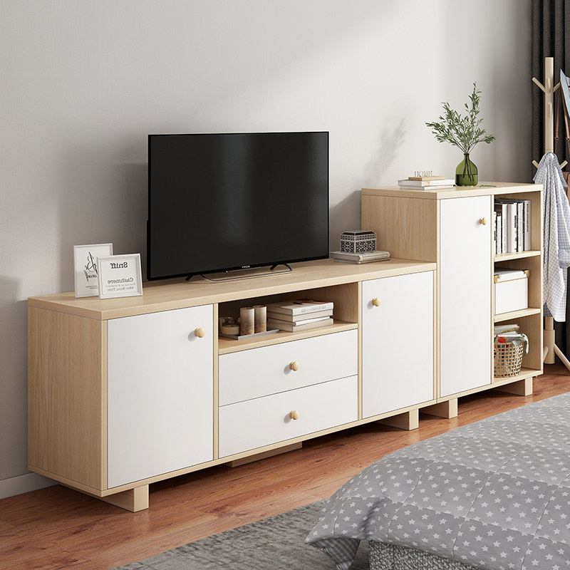 TV cabinet modern simple high-profile living room small apartment master bedroom solid wood leg TV cabinet combination wall cabinet simple