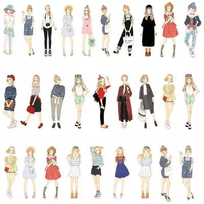 Creative hand-painted girl hand account sticker material A5 self-adhesive sticker watercolor girl hand account diy decorative sticker