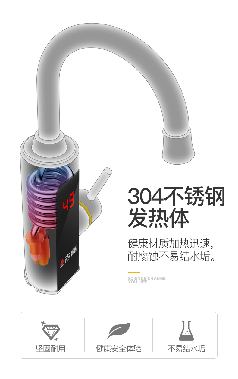máy nước nóng alpha Chigo vòi nước nóng điện nhanh chóng sưởi ấm ngay lập tức nhà bếp kho báu nhanh chóng qua vòi nước nóng gia đình điện nước nóng - Máy đun nước bình tắm nóng lạnh
