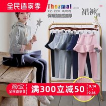 Girls plus velvet leggings 2020 new spring and autumn childrens thick culottes Korean version of fake two foreign long pants
