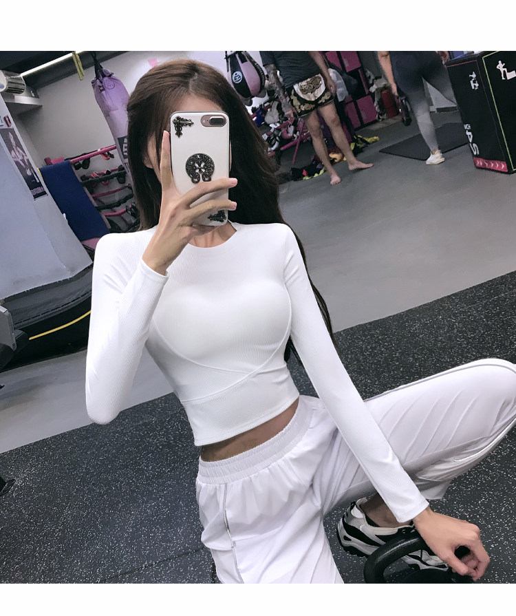 Сексуальный спортивный быстросохнущий лонгслив для спортзала, эластичная одежда для йоги, в обтяжку, популярно в интернете, для бега 