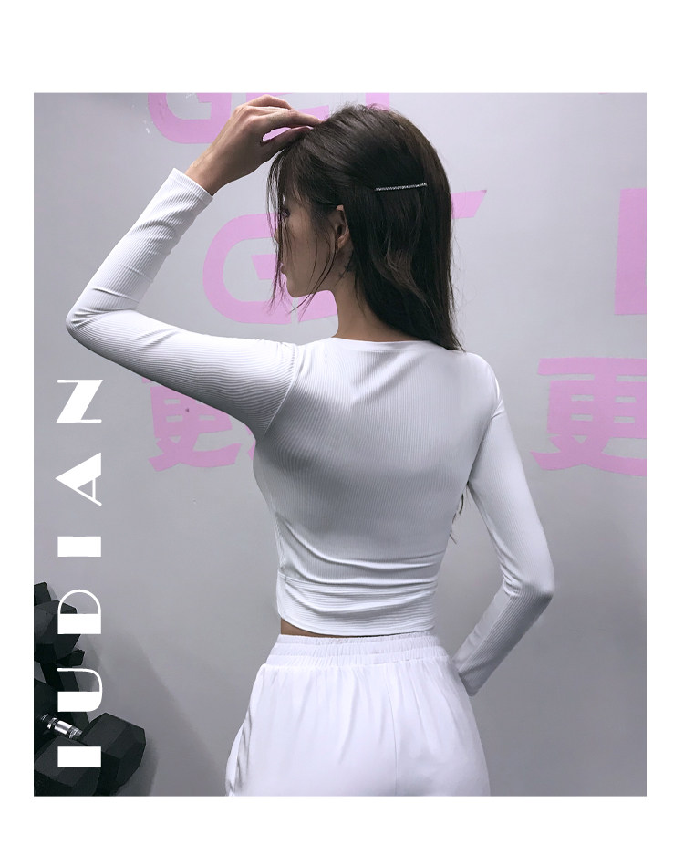 Сексуальный спортивный быстросохнущий лонгслив для спортзала, эластичная одежда для йоги, в обтяжку, популярно в интернете, для бега 