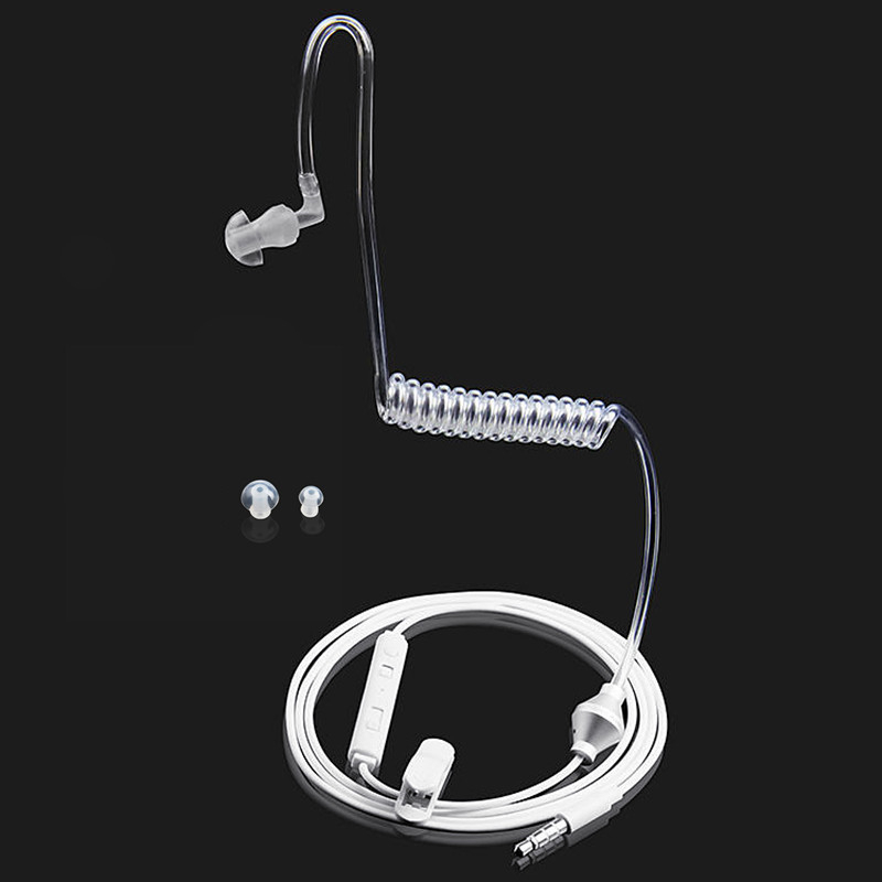 Single-line ear-hook radiation-proof headset vacuum spiral tube mobile phone into earplugs with microphone air duct telescopic