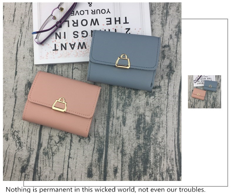 Trang trí kim loại nữ đơn giản retro màu rắn 30% ví nhỏ 2019 xu hướng mới ví ngắn đồ da handmade