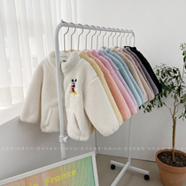 Now Mommy time Korean childrens clothing li boys and girls autumn models behind the letters plush coat parent-child