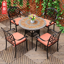 Outdoor table and chairs Villa Courtyard Garden Garden Casual Cast Aluminum Table and table Composition outdoor waterproof sunscreen open table and chairs