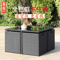 Outdoor table and chairs Villa Courtyard Garden of Contained Rattan Table And Chairs Combined Sales Floor waterproof sunscreen open table and chairs