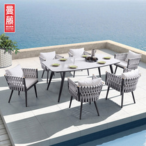 Nordic Outdoor Table And Chairs Waterproof Sunscreen Patio Garden Vines With Table And Chairs Combined Open-air Table And Chairs Balcony Rattan