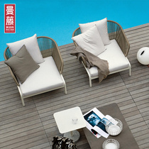 Outdoor Rattan Sofa Combination Creative panel Room Pendulum Sample Rattan sofa Courtyard Garden Open-air Rattan Sofa