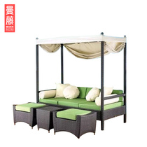 Outdoor Casual Rattan Bed Beach Bed Imitation Vine Beds Clubhouse Villa Furniture Hotel Clubhouse Furniture