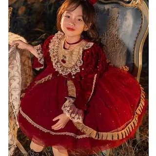 洛丽塔公主裙女童宫廷风新年拜年服装小女孩蓬蓬裙女宝礼服裙生日