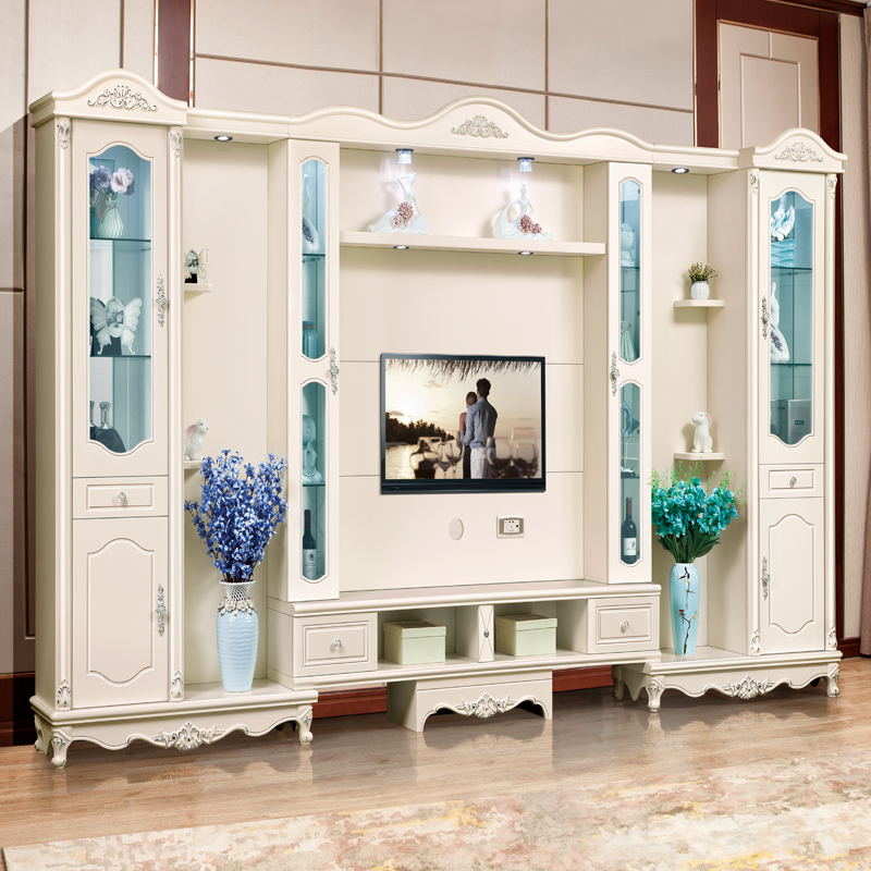 European-style silver-painted TV cabinet TV wall video wall background wall combination cabinet decorative cabinet foyer cabinet wine cabinet