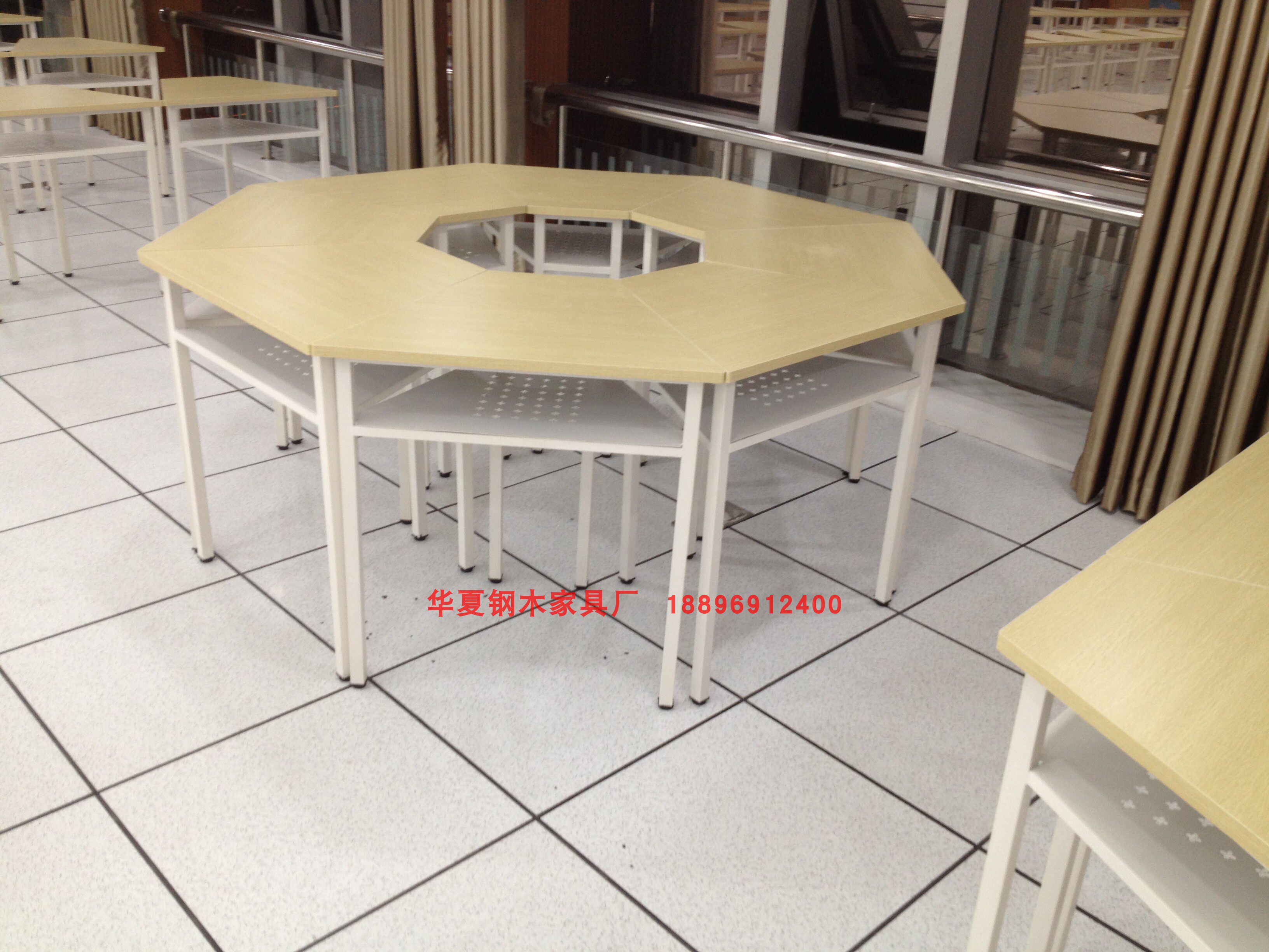 Any combination of octagonal trapezoidal table student lecture hall creative training table octagonal conference activity table customization