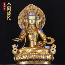 Tibetan Buddhist Buddha statue Nepal pure handmade brass Cure gold with backlight King Kong Shammer Hammer Tabletop Pendulum 38cm