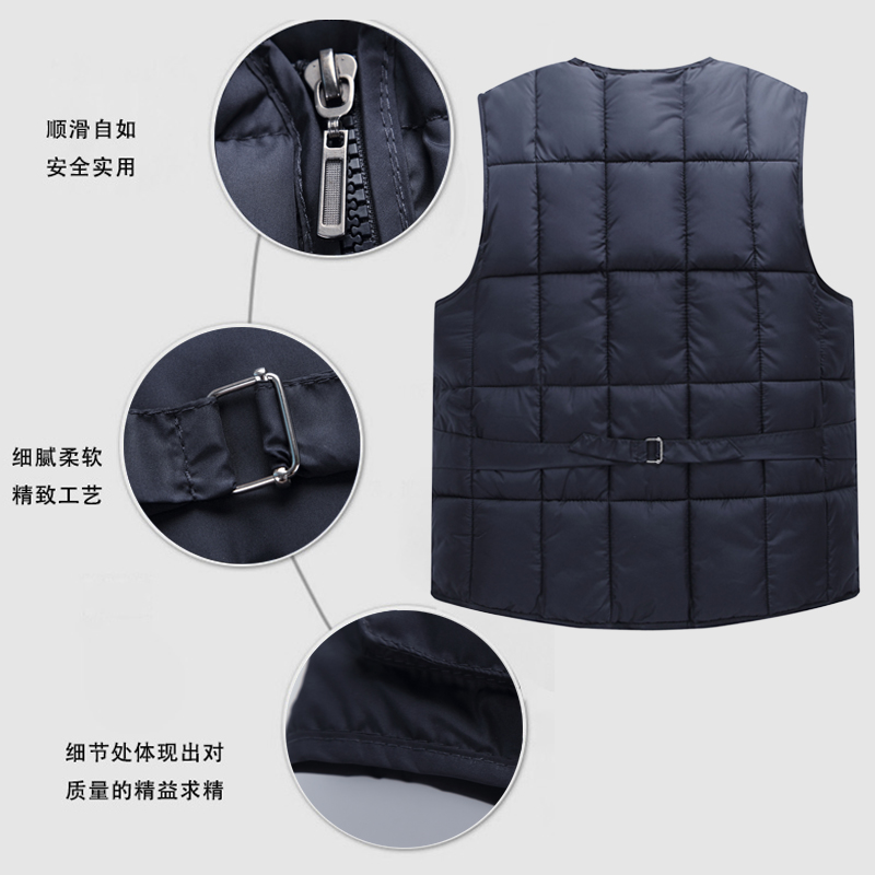 Trung niên nhiều túi xuống áo vest nam kích thước lớn mùa thu và mùa đông vest cha dày vest ấm áp vai vest áo khoác giả vest nam hàn quốc